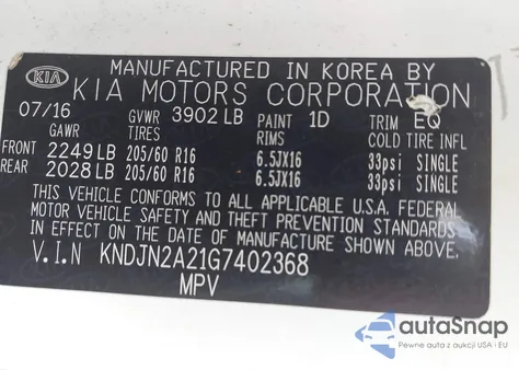 2016 Kia Soul from USA, damaged, VIN KNDJN2A21G7402368